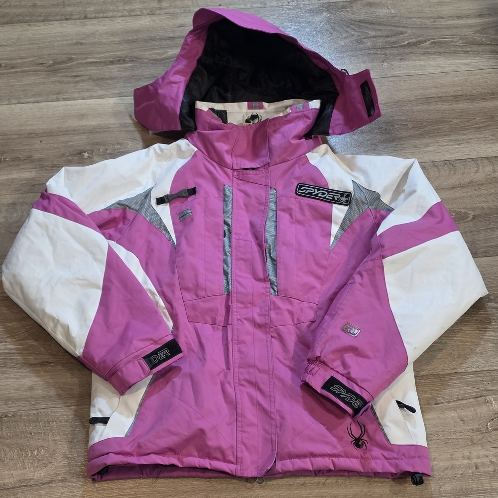 Spyder Womens Medium Pink White X-static Entrant Dermizax-ev Winter Ski Jacket
